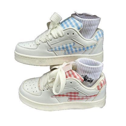 Damen Sneaker Kariert Bequem Sport