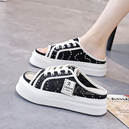 Damen Clogs Spitzendesign Komfortschuhe