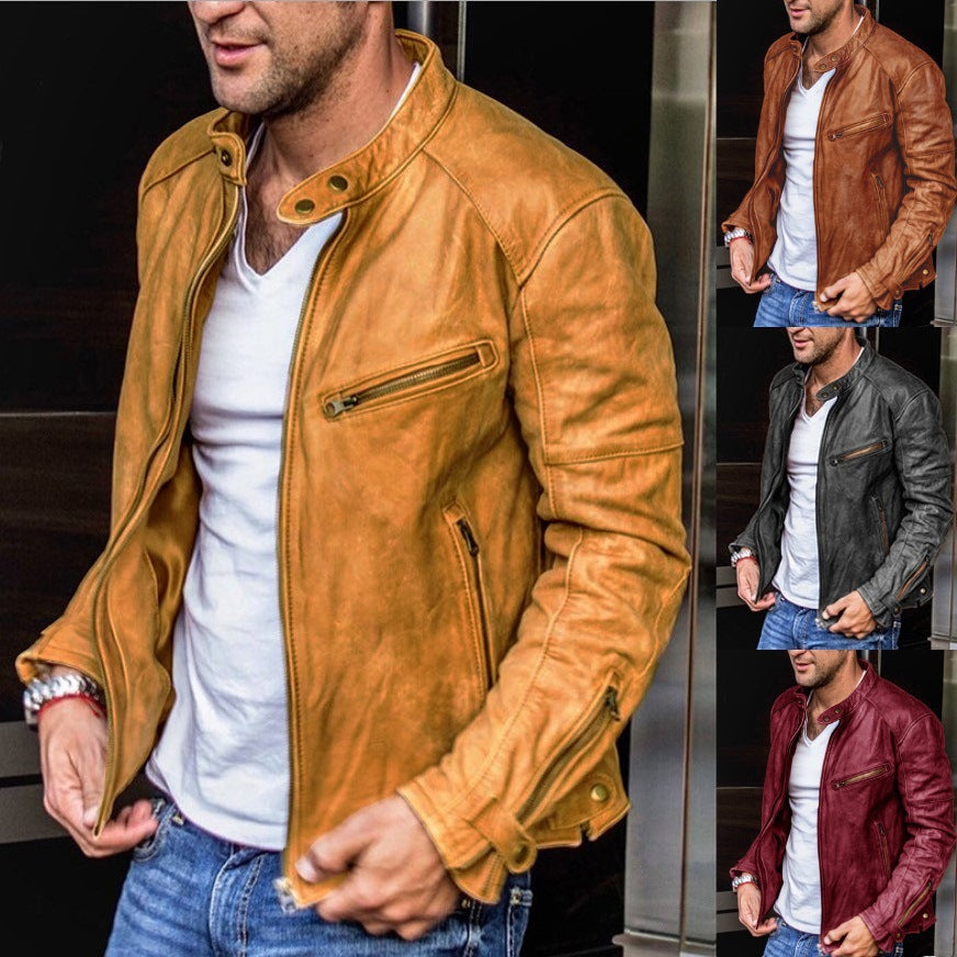 Herren Bikerjacke Echtleder