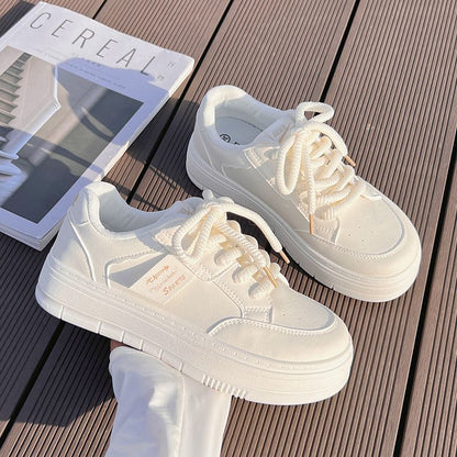 Damen Plateau Sneaker Minimalistisch Weiß - Norvielle
