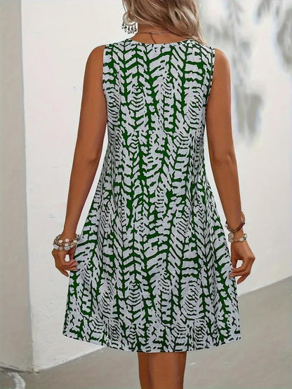 Damen Sommerkleid Ärmellos Floralmuster Modern