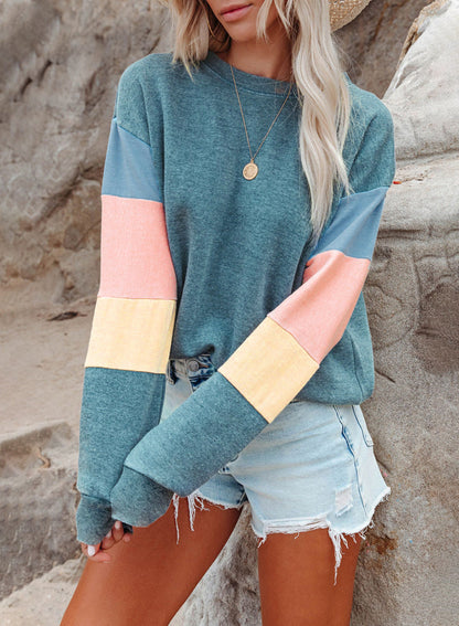 Damen Pullover Bunt Ärmel Modern