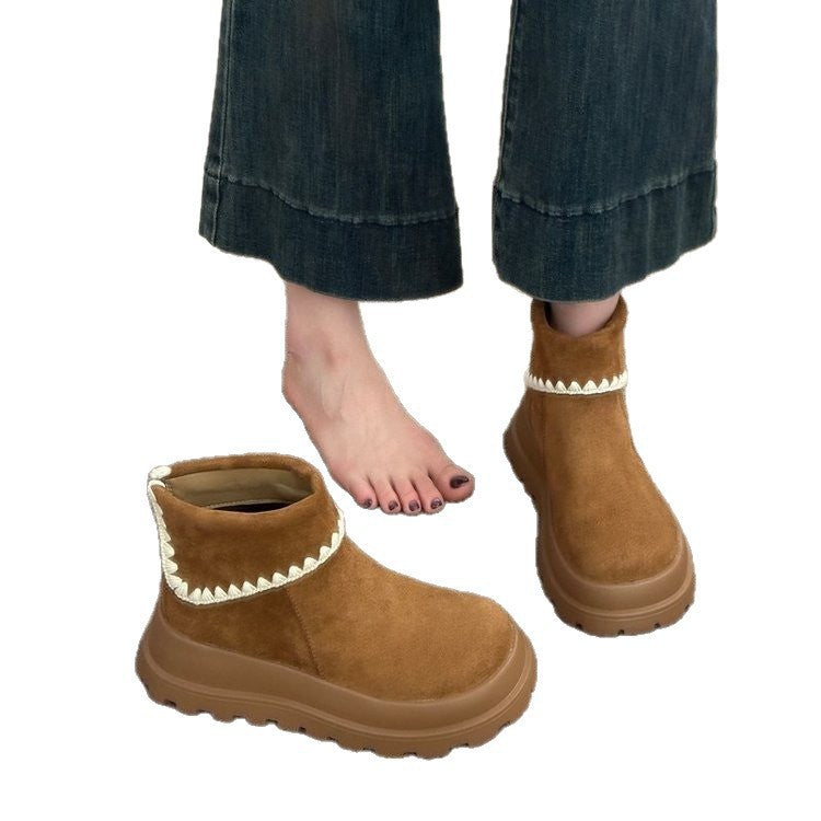 Damenstiefel Weiches Innenfutter Faltendesign