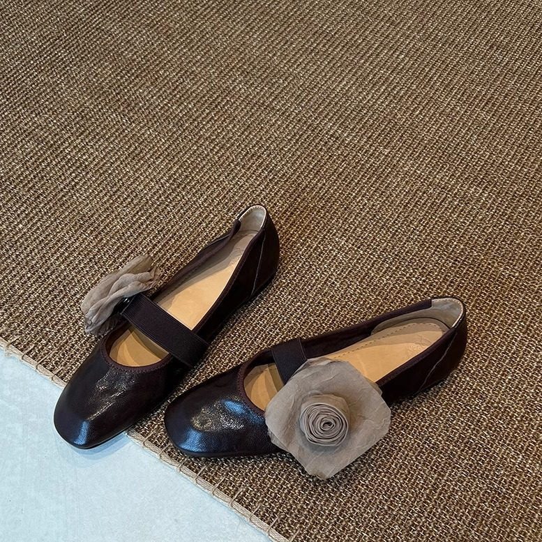 Damen Ballerinas Blumenmuster Flexibel Elegant