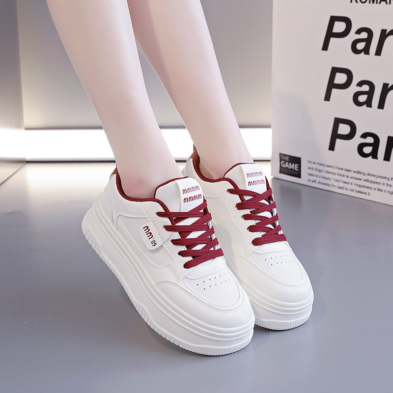 Damen Plateau Sneaker Atmungsaktives Material Elegant
