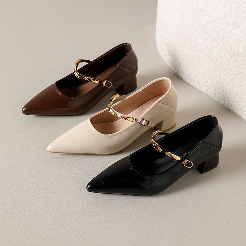 Damen Pumps Blockabsatz Kettenriemen Elegant