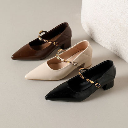 Damen Pumps Blockabsatz Kettenriemen Elegant