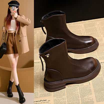 Damen Stiefeletten Elegant Kunstleder Reißverschluss