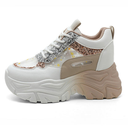 Damen Chunky Sneaker Atmungsaktives Glitzerdesign
