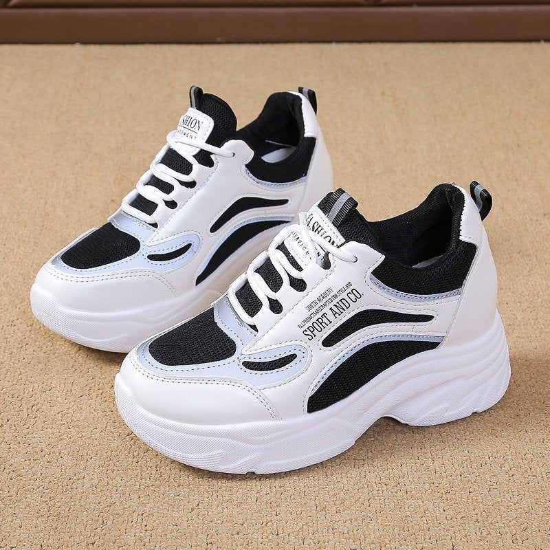 Damen Sneaker Sportlich Hohe Sohle Atmungsaktiv - Norvielle