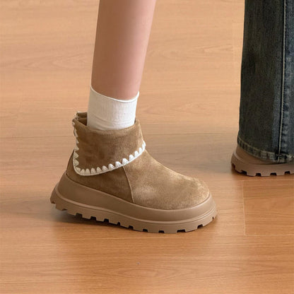 Damen Stiefeletten Weiches Wildleder Rippensaum
