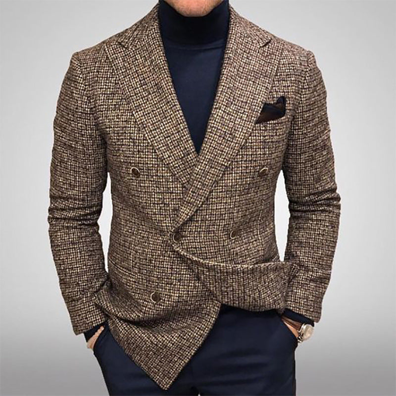 Herren Doppelreihenblazer Karomuster Modern