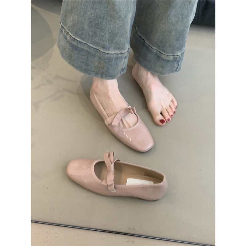 Damen Ballerinas Wildleder Schleifen Weich