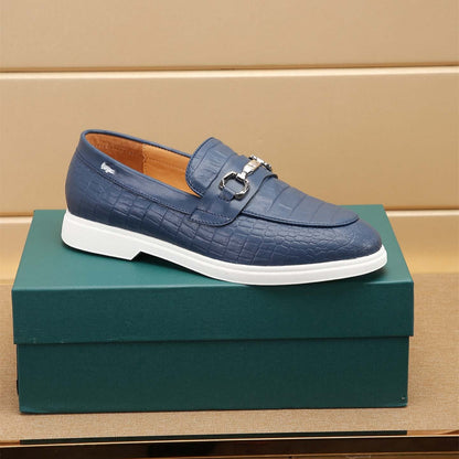 Damen Mokassin Slipper Leder Krokodiloptik