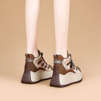 Damen High- Sneaker Sportlich Blockabsatz