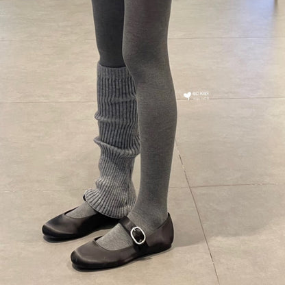 Damen Ballerinas Bequem Schnalle Elegantes Leder