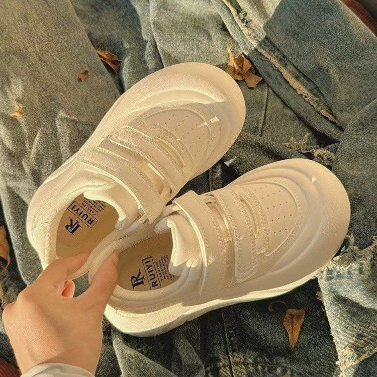Damen Plattform Sneaker Komfortabel Mit Klettverschluss