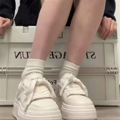 Damen Plateau Sneaker Atmungsaktives Mesh Hoher Absatz