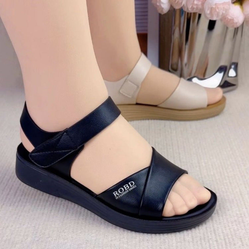 Damen Sandalen Breiter Riemen Komfort Bequem Sommer