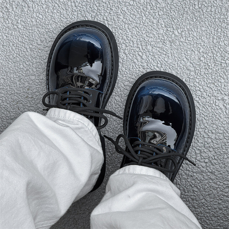Damen Schnürschuhe Dicke Sohle Hochglänzend