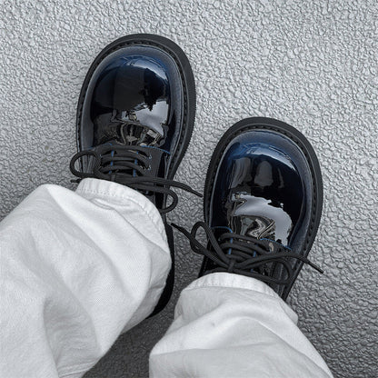 Damen Schnürschuhe Dicke Sohle Hochglänzend