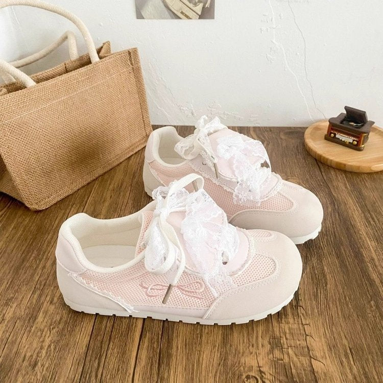Damen Sneaker Spitze Atmungsaktives Mesh Weiß - Norvielle
