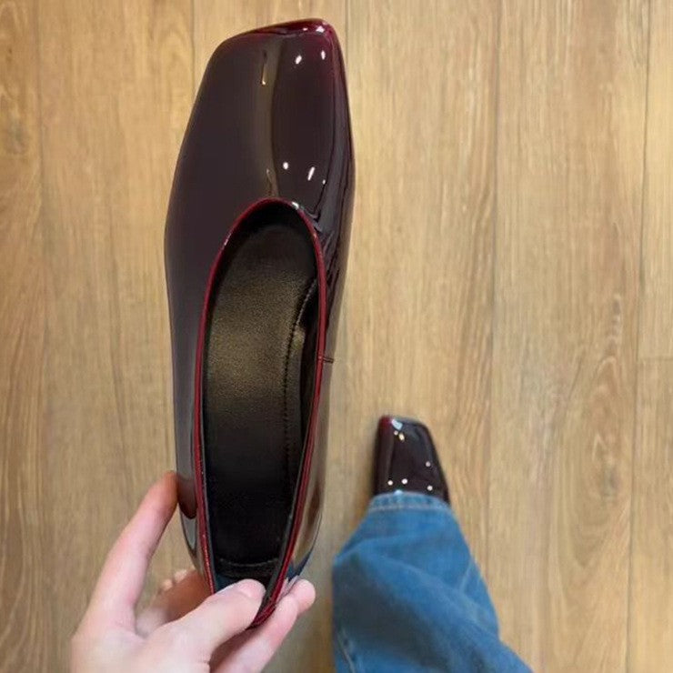 Damen Hochhackige Pumps Glänzend Quadratzehen - Norvielle