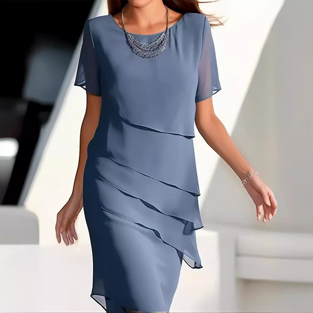 Damen Wickelkleid Schichten Schwarz - Norvielle