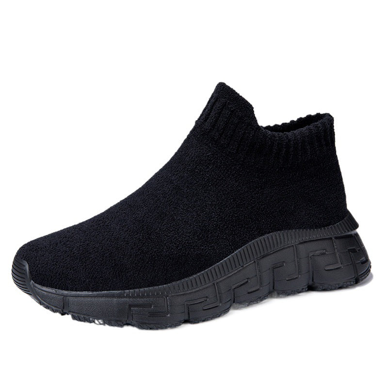 Damen Sneaker Strick Elastisch Bequem Schwarz - Norvielle