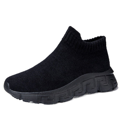 Damen Sneaker Strick Elastisch Bequem Schwarz - Norvielle