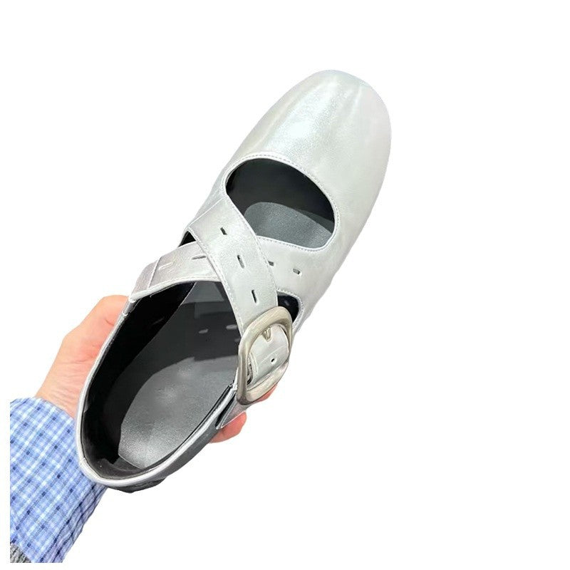 Damen Ballerinas Komfortschuhe Riemenverschluss Bequem