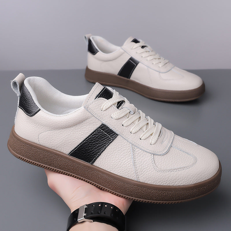 Damen Sneaker Leder Rutschfest Schwarz - Norvielle