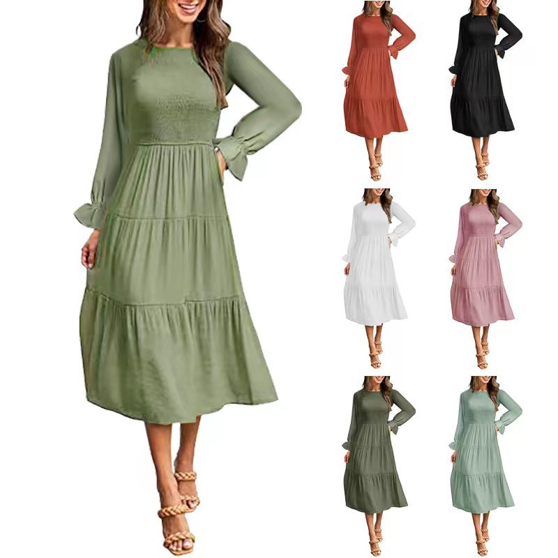 Elegantes Damen Maxikleid mit Rüschen Lang - Norvielle