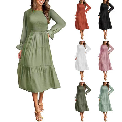 Elegantes Damen Maxikleid mit Rüschen Lang - Norvielle