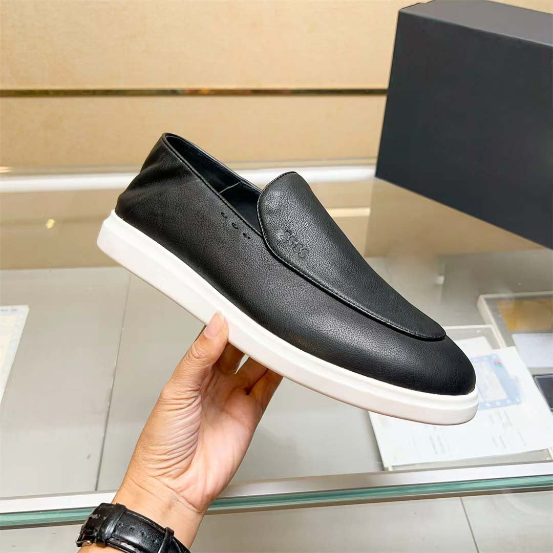 Damen Mokassin Sneaker Leder Rutschfest Bequem
