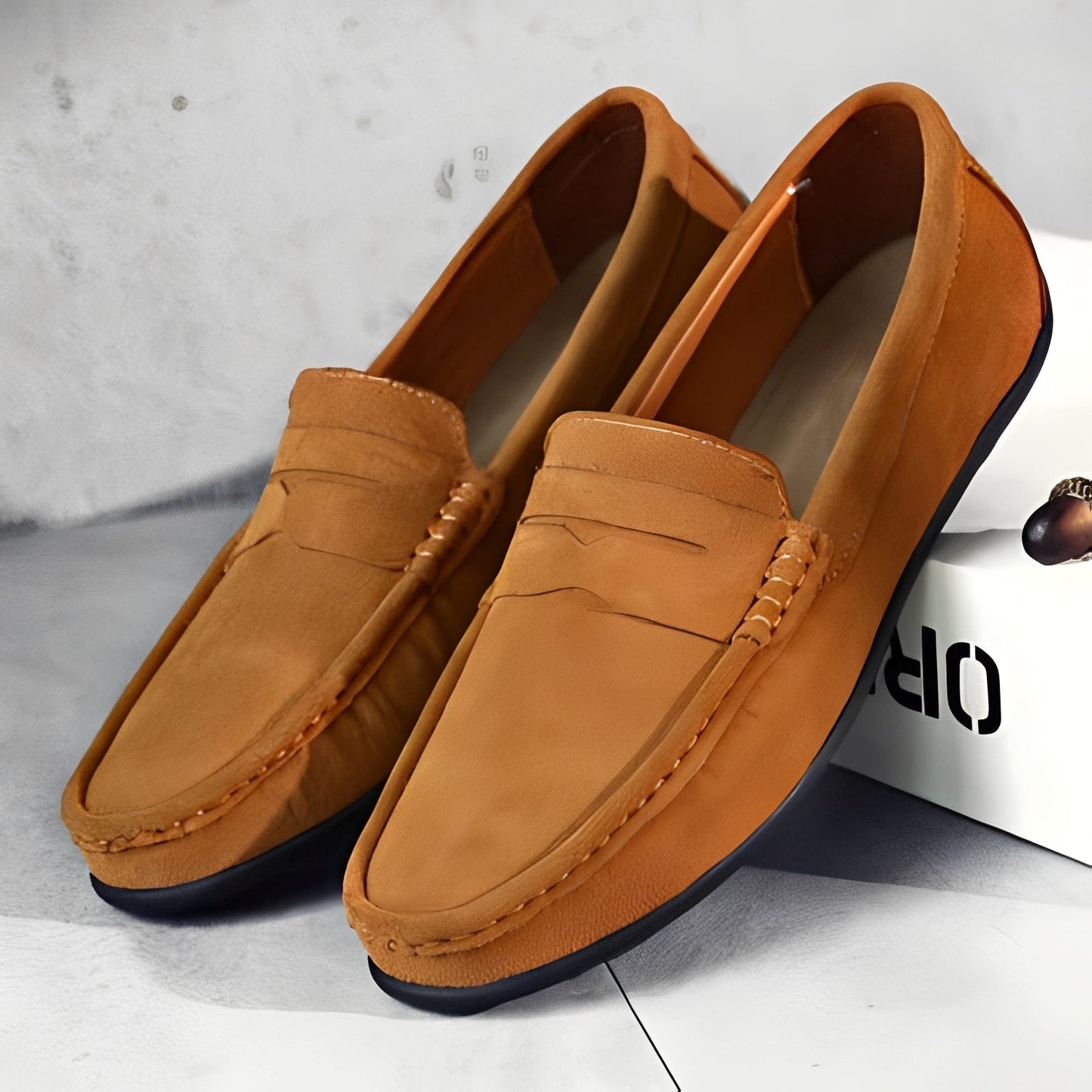 Herren Loafer Schuhe Leder Schwarz - Norvielle