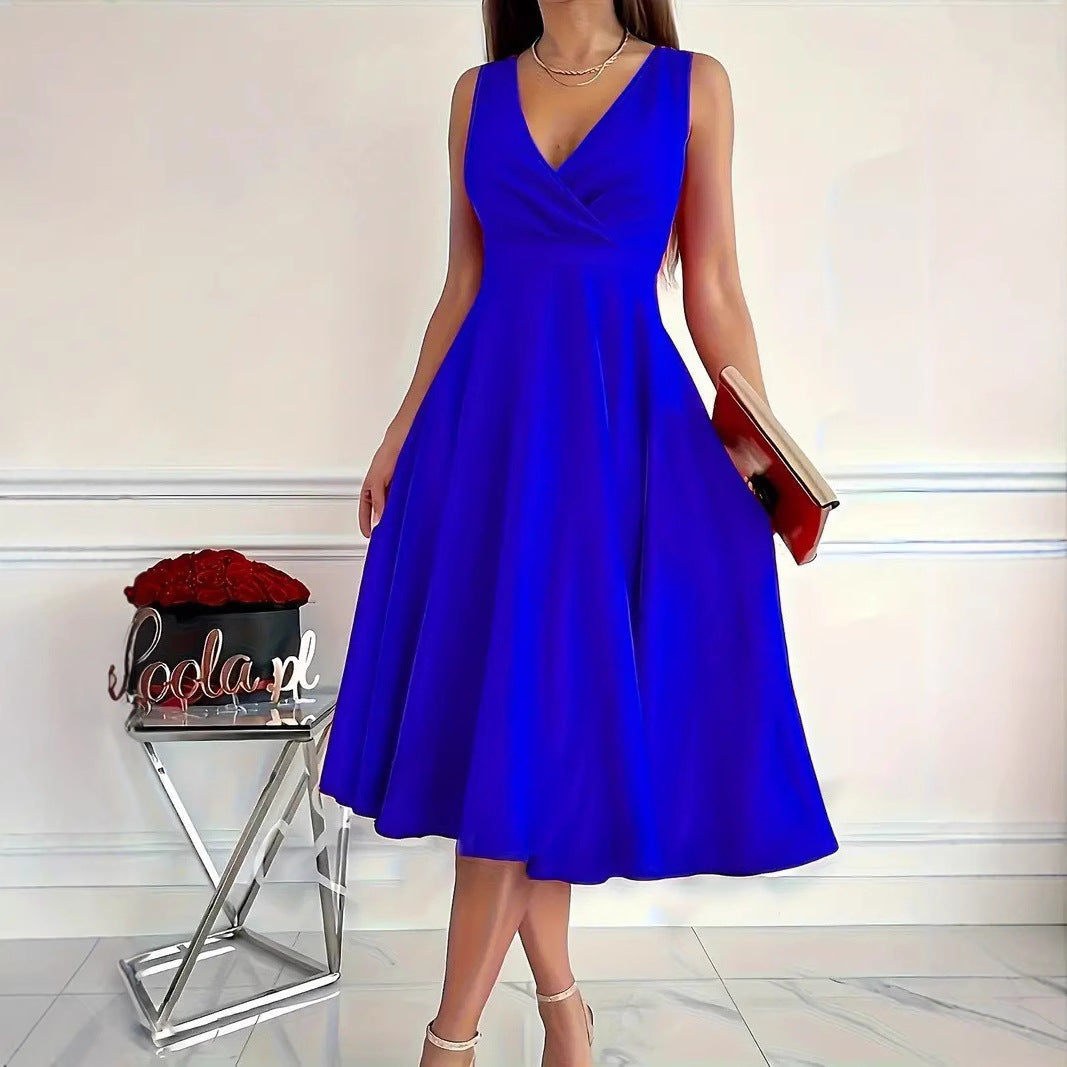 Damen Wickelkleid A-Linie V-Ausschnitt