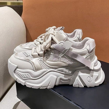 Damen Sneaker Chunky Atmungsaktives Mesh Stabile Sohle