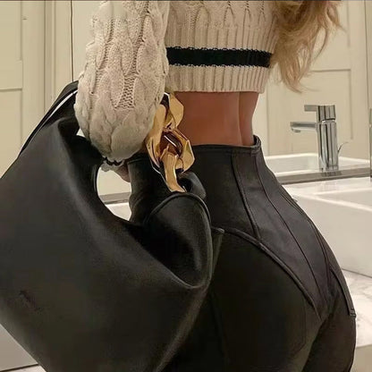 Damenhose Hochgeschnitten Kunstleder