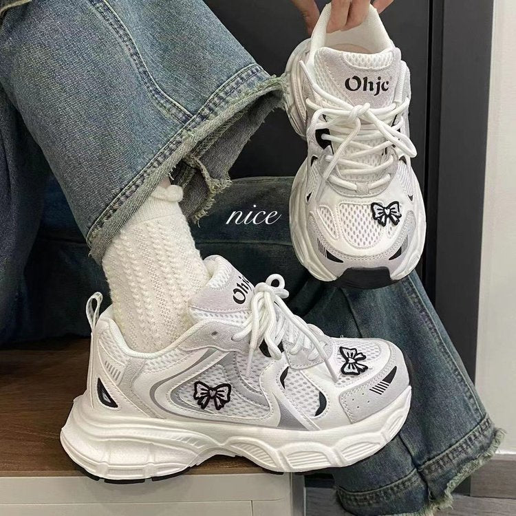 Damen Sneaker Sportlich Schleifen Details Schwarz - Norvielle