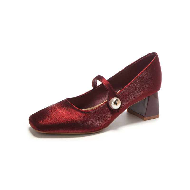 Damen Pumps Riemenverschluss Strasssteinen