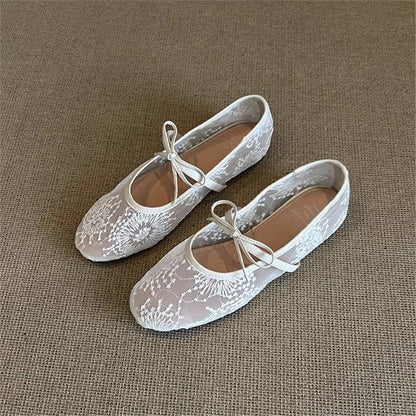 Damen Ballerinas Blumenmuster Schleife