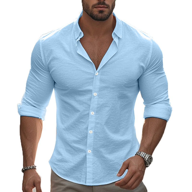 Herren Langarmhemd Elegantes Design Knopfleiste