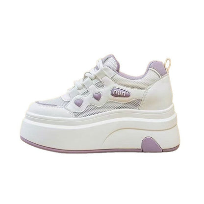 Damen Sneaker Plateau Herzmuster Atmungsaktiv