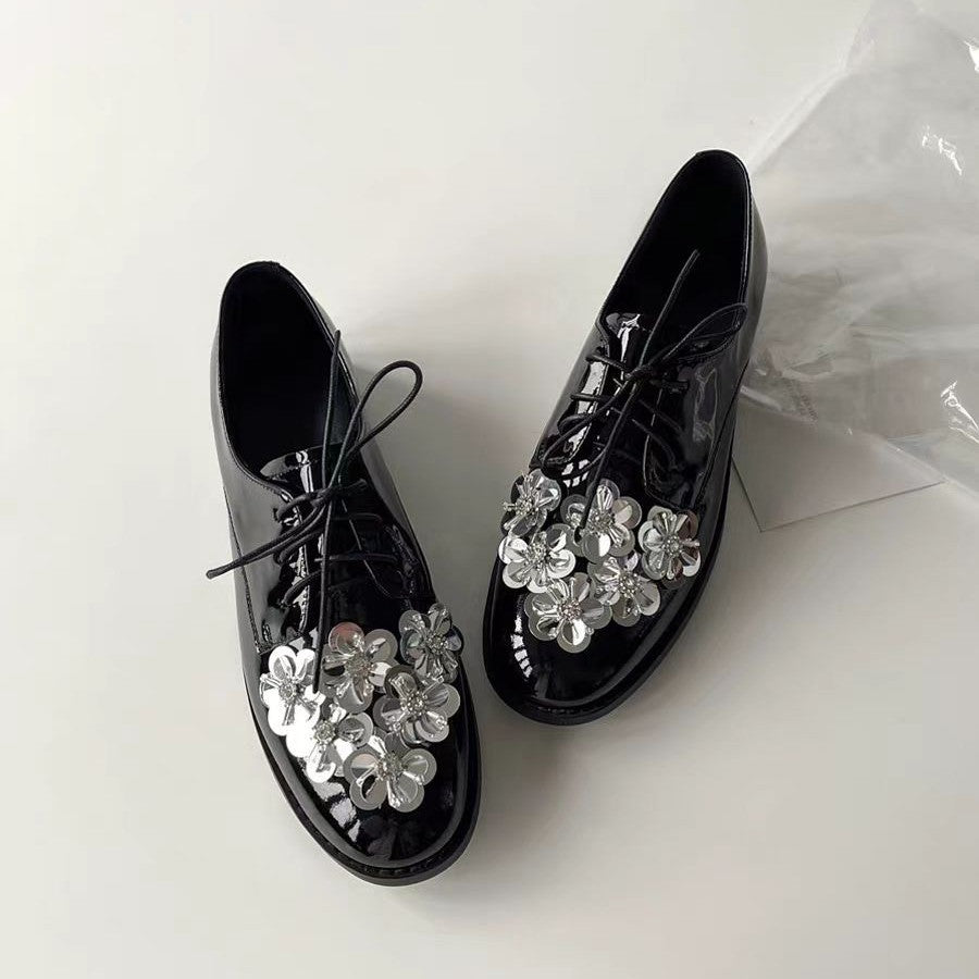 Damen Schnürschuhe Elegant Floral Lackleder