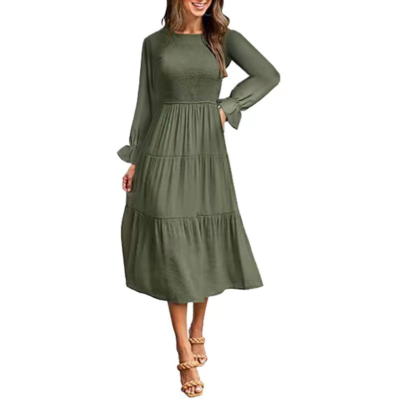 Elegantes Damen Maxikleid mit Rüschen Lang