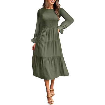 Elegantes Damen Maxikleid mit Rüschen Lang