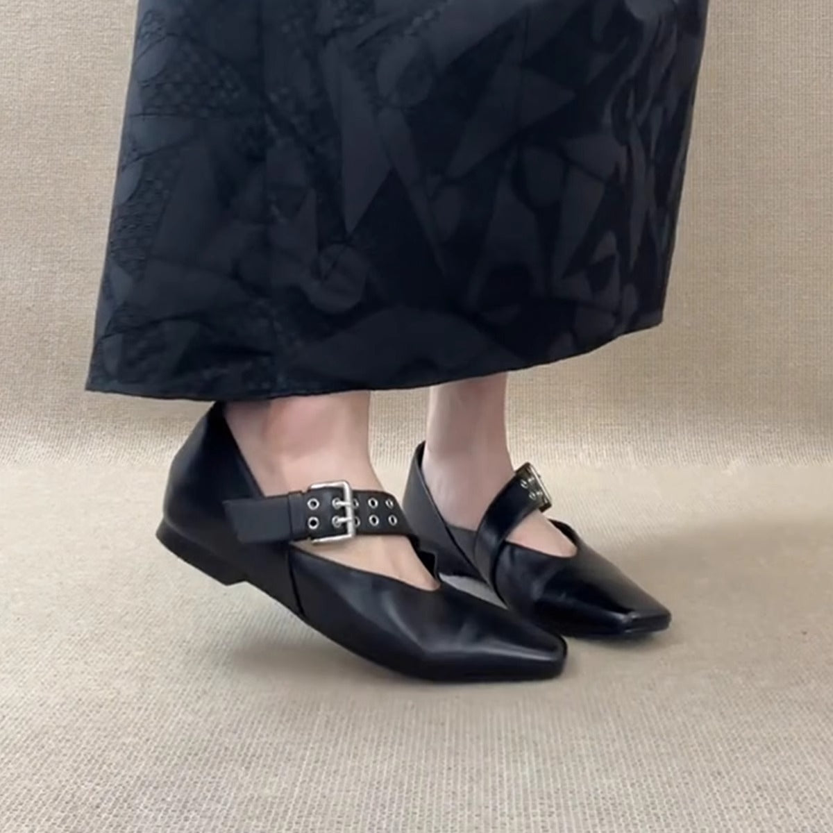 Damen Slingbacks Elegant Quadratzehen Riemen
