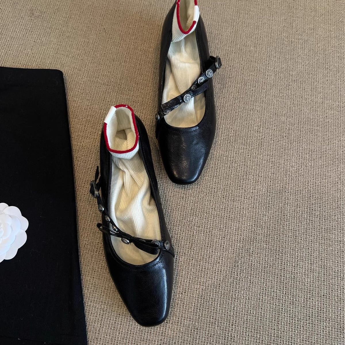 Damen Ballerinas Weich Leder Riemen