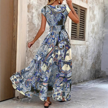 Damen Maxikleid Blumenmuster Baumwolle Schmeichelnder Schnitt
